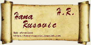 Hana Rusović vizit kartica